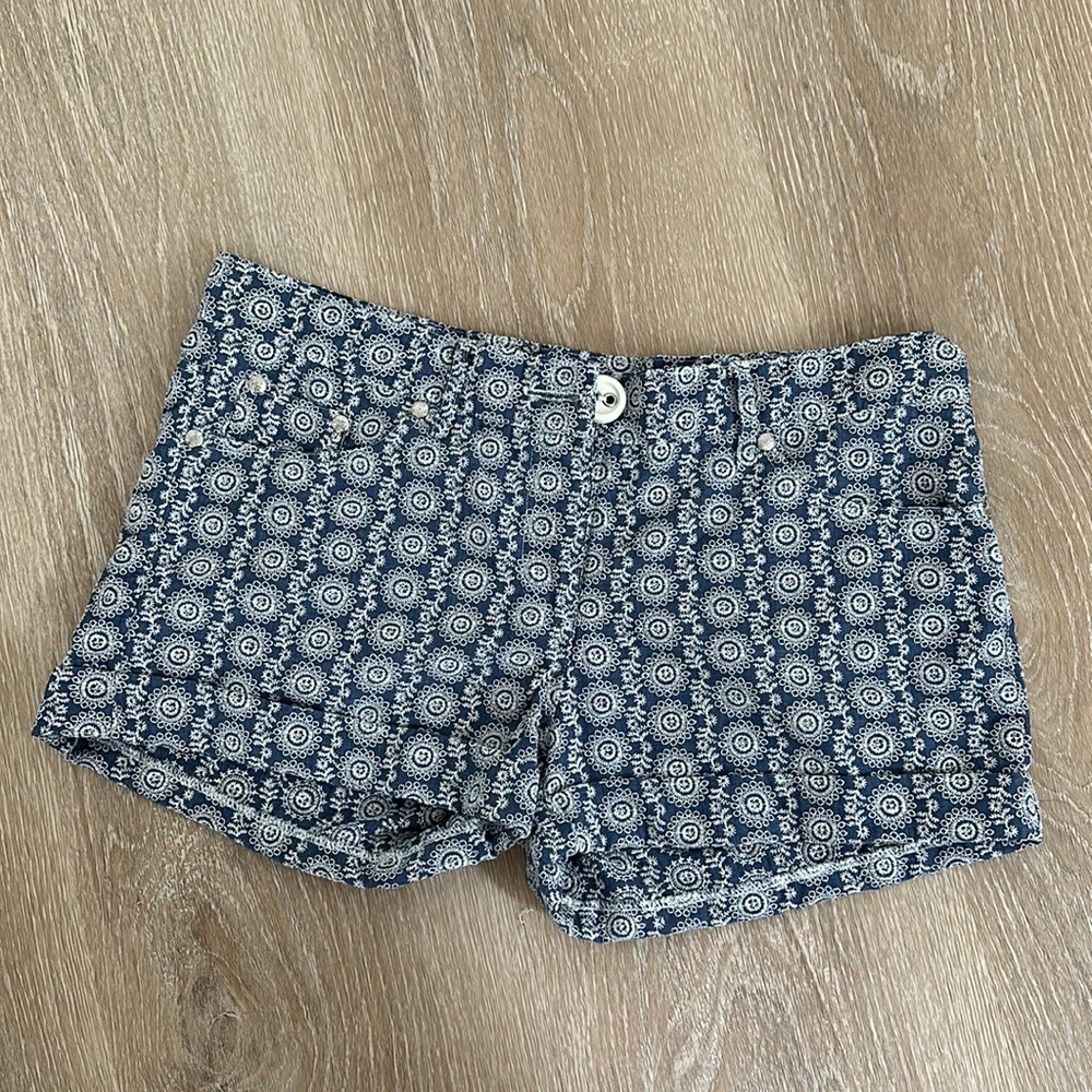 Blue white stitch shorts